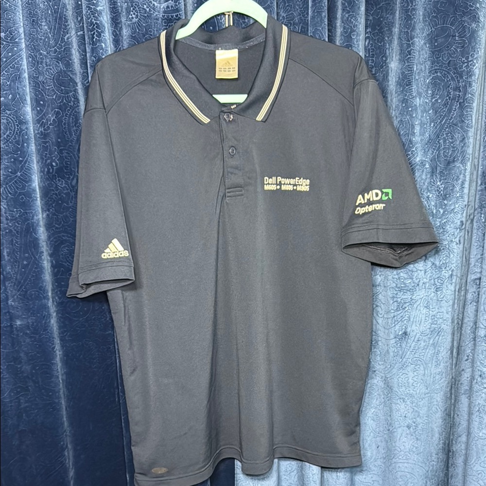 Adidas VTG OG TECH AMD DELL POWER EDGE Men's Blue Polo Shirt